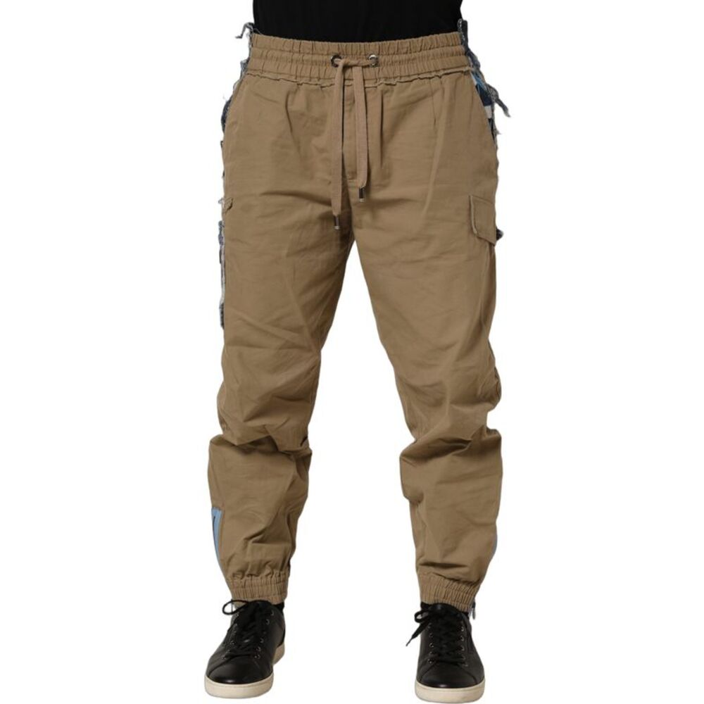 Dolce & Gabbana Beige Cotton Cargo Drawstring Trouser Men's Pants